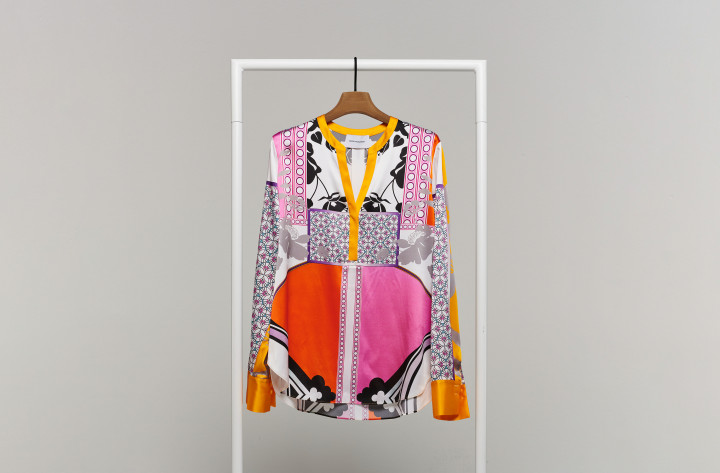 Seidenbluse Muster diagonal | Herzensangelegenheit